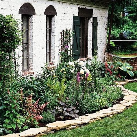 25 Garden Bed Borders, Edging Ideas for Vegetable and Flower Gardens | Guidinghome Flower Bed Borders, Stone Edging, Border Ideas, Garden Border, Landscape Edging, Garden Shrubs, Garden Edging, Garden Borders, Landscaping With Rocks