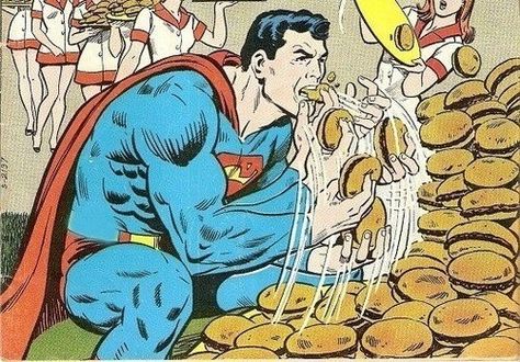 Superman Dominates Every Eating Contest Adventures Of Superman, Superman Comic, Pop Art Comic, Dc Comics Artwork, Old Comics, Retro Comic, Ex Machina, Dc Characters, Comic Panels