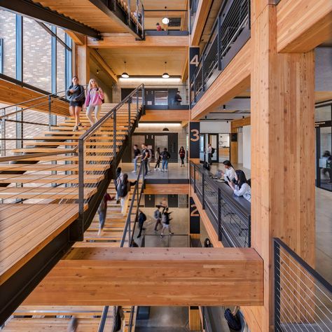 Mass Timber, Steel Architecture, Interior Brick, Timber Architecture, Timber Roof, Timber Buildings, Wood Architecture, Wood Building, Timber Structure