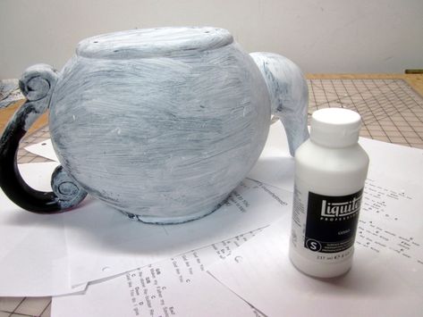 — Greg’s Teapot Hat Tutorial (OtGW) Greg Otgw Teapot, Otgw Greg, Teapot Hat, Silver Spray Paint, Silver Spray, Cosplay Inspo, Hat Tutorial, Black Acrylic Paint, Diy Costume