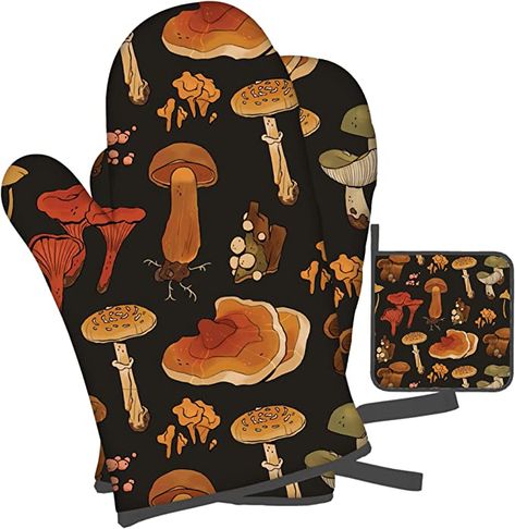 Amazon.com: Mushroom Oven Mitts and Pot Holders Sets, Funny Kitchen Heat Resistant of 500 Degrees, Pure Cotton Hot Pads and Oven Mitts Sets for Baking,Cooking,BBQ Grilling(3Pcs Set)… : Home & Kitchen Mushroom Kitchen, Oven Mitts And Pot Holders, Funny Kitchen, Oven Mitt, Oven Mitts, Hot Pads, Pot Holders, Heat Resistant, Grilling