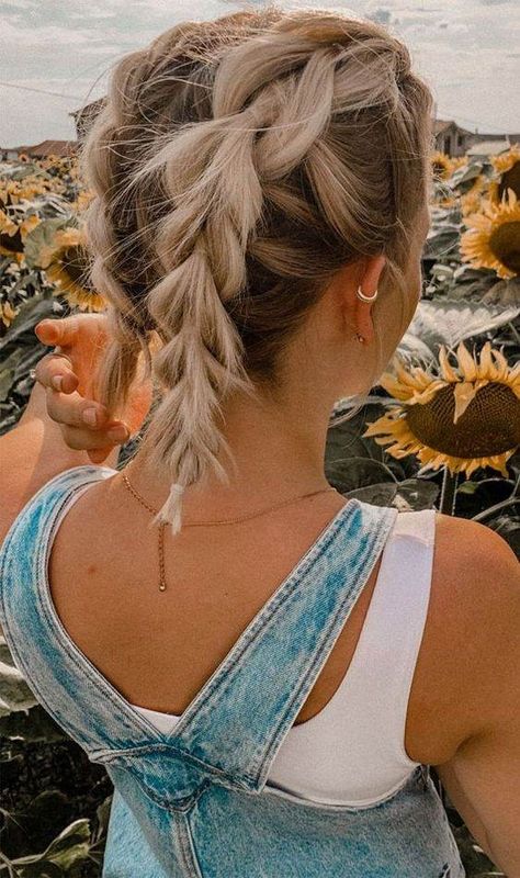 Short Country Hairstyles, Festival Hairstyles Short Hair, Country Hairstyles, Boat Hair, 5 Minute Hairstyles, Gym Hairstyles, Peinados Fáciles Para Cabello Corto, Festival Hair, Short Hair Updo