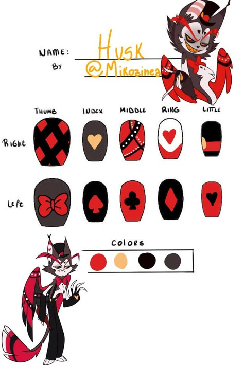 Husk Nails Hazbin Hotel, Nail Ideas Hazbin Hotel, Husker Nails Designs, Nail Art Designs Anime, Alastor Nails, Helluva Boss Nails, Hazbin Hotel Nails, Husker Nails, Movie Nail Art