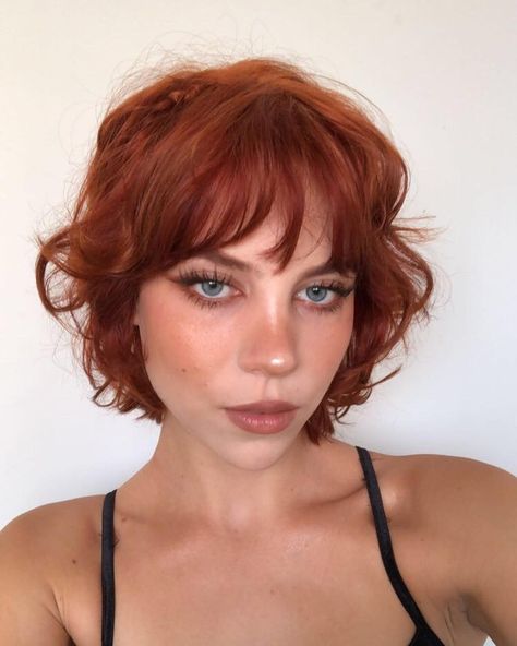 Short Ginger Hair Styles, Red Shaggy Bob, Short Hairstyle Women Ginger, Dark Ginger Hair Short, Pixie Ginger Hair, Short Wavy Ginger Hair, Copper Red Short Hair, Short Dark Ginger Hair, Short Auburn Hair With Bangs