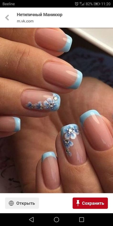 Manicure Nail Designs, French Manicure Nails, Floral Nail Designs, Her Nails, French Nail Designs, Pretty Nail Art Designs, Short Acrylic Nails Designs, Nail Designs Glitter, Gel Nail Designs