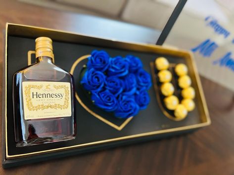 Hennessy Valentines Gift For Him, Liquor Box Gift Ideas, Hennessy Gift Ideas For Him, I Love You Box For Him Gift Ideas, Valentines Ides, Mens Gift Basket Ideas, Liquor Bouquet, Boyfriends Birthday Ideas, Man Bouquet