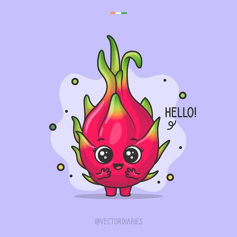 Cute Fruit Characters, Dragon Fruit Character, Cartoon Fruit Drawing, Dragon Fruit Tattoo, Dragon Fruit Cartoon, Cute Fruit Drawings, Fruit Character Design, Kirby Logo, Dragon Fruit Illustration