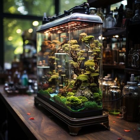 Terrarium Display, Fish Tank Terrarium, Aquascape Design, Beautiful Terrariums, Nano Aquarium, Aquarium Landscape, Aquascape Aquarium, Betta Fish Tank, Moss Terrarium