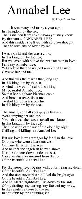 Annabel Lee by Edgar Allan Poe Poe Quotes, Annabel Lee, Allen Poe, Edgar Allen Poe, Writers And Poets, Edgar Allan, Edgar Allan Poe, Poem Quotes, Spoken Word