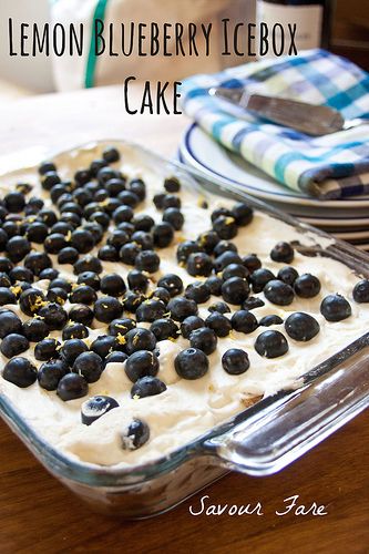 This easy, no-bake icebox cake combines lemon, cream, ricotta and blueberries with graham crackers. This simple dessert is perfect for summer parties. Lemon Blueberry Icebox Cake, Blueberry Icebox Cake, Icebox Cakes, Icebox Cake Recipes, Magical Transformation, Icebox Cake, Chocolate Wafers, Blueberry Recipes, Ritz Crackers