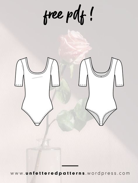 Free Body Suit Sewing Pattern, Cricut Sewing Patterns Clothes, Sew A Bodysuit, Scoop Neck Pattern, Diy Bodysuit Pattern, Body Suit Sewing Pattern Free, Bodysuit Sewing Pattern Free, Sew Bodysuit, Free Top Sewing Pattern