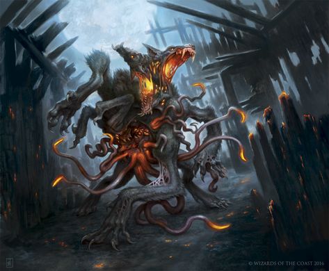 Erupting Dreadwolf - M:TG Eldritch Moon, Zack Stella on ArtStation at https://www.artstation.com/artwork/95XDO Eldritch Moon, Stella Art, Lovecraftian Horror, Dark Creatures, Mtg Art, Eldritch Horror, Moon Setting, Werewolf Art, Cool Monsters