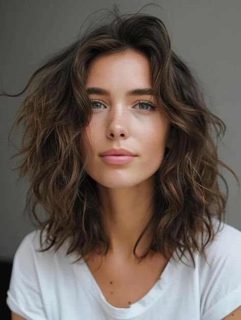 Natural Wavy Medium Hair, Wavy Hair Heart Shaped Face, Fine Wavy Haircut, Ouidad Haircut, Long Bob Wavy Hair, Curly Lob Haircut, Naturally Wavy Hair Cuts, Multi Textured Hair, Wavy Mid Length Hair