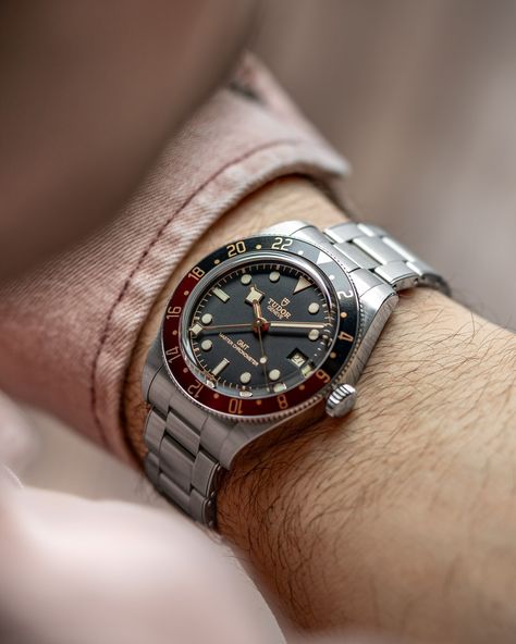 Teddy Baldassarre | It was the watch everyone wanted, and Tudor delivered the Black Bay 58 GMT this year at Watches & Wonders. It's burgundy and black bezel… | Instagram Tudor Gmt, Teddy Baldassarre, Tudor Black Bay Gmt, Tudor Black Bay 58, 2024 Manifestations, Gentleman Watch, Tudor Watches, Tudor Watch, Wrist Candy