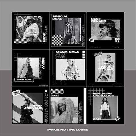 Fashion Social Media Post, Fashion Social Media, Instagram Grid Design, Instagram Graphic Design, White Instagram, Black And White Instagram, Instagram Feed Layout, Desain Editorial, Instagram Template Design