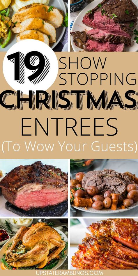 Collage pin for christmas entrees. Christmas Main Meal, Christmas Dinner Main Course, Christmas Entrees, Christmas Main Course, Elegant Christmas Dinner, Christmas Lamb, Christmas Main Dishes, Healthy Christmas Recipes, Cooking Prime Rib