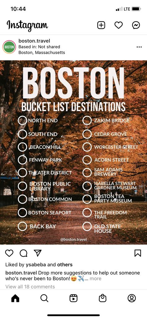 Boston To Do List, Things To Do In Boston Fall, Boston Bucket List Things To Do, Boston Checklist, Boston Fall Itinerary, Boston Packing List, Boston One Day Itinerary, Road Trip From Boston, Must See In Boston