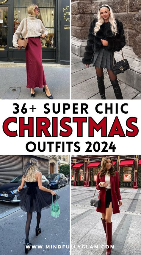 christmas outfits 2024 Friend Christmas Party Outfit, Christmas Outfit Ideas For Women Skirt, What To Wear To A Theater Show, Christmas Dressy Outfits, Santa Themed Party Outfit, Dressy Holiday Party Outfit, Christmas Outfits For Warm Weather, Christmas Outfits 2024 Women, Christmas Play Outfit Women