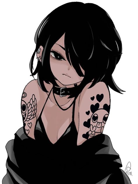 Anime Goth, Emo Art, Cute Profile Pictures, Anime Character Drawing, Cute Art Styles, Female Character Design, Cute Anime Pics, Art Inspiration Drawing, Cartoon Art Styles