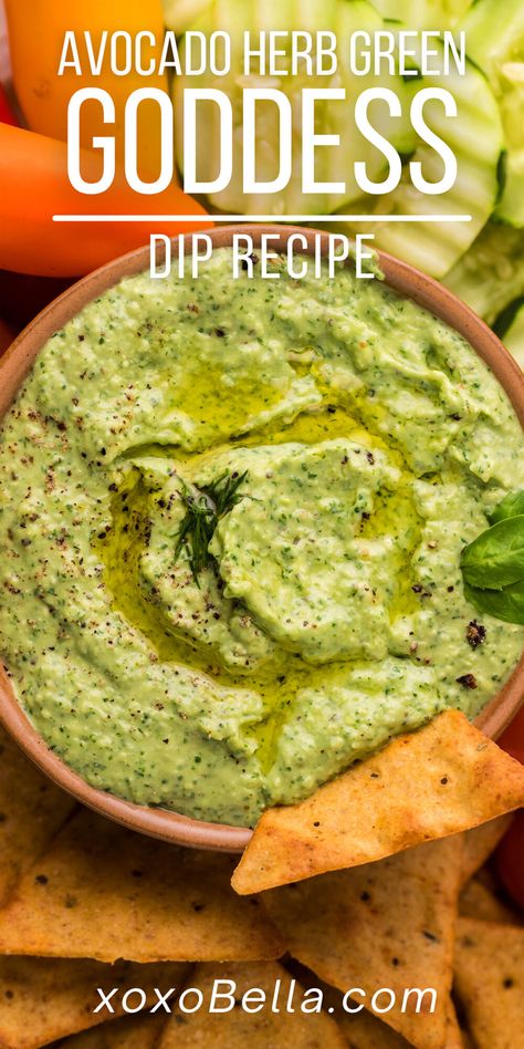 Veg Tray, Creamy Avocado Dip, Vegetable Board, Avocado Dip Recipe, Green Goddess Dip, Green Dip, Green Dips, Red Pepper Dip, Homemade Dips