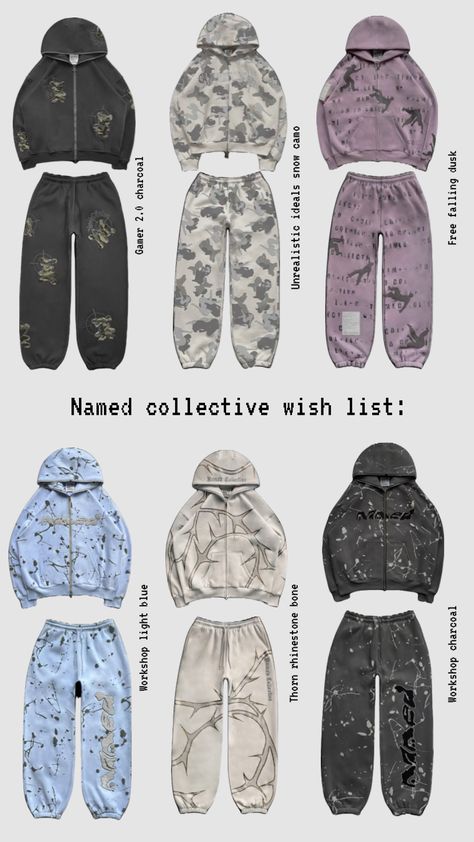 2 Sets Outfit, Name Collective Tracksuit, The Named Collective, Named Collective Outfit Ideas, Named Collective Aesthetic, Sound Check Outfit, Unrealistic Ideals Tracksuit, Named Collective Outfit, Baddie Wishlist