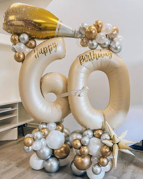 Celebrate milestone birthdays with something that will be sure to elevate the party! 🥂🍾🎂 #customade #bubblesandbows🎈🎀 #milestone #happybirthday #sixty 60th Balloon Ideas, 60tg Birthday Ideas Mom, 60th Birthday Ideas For Mom Theme, Birthday Ideas For Mom, 60th Birthday Ideas, 60th Birthday Ideas For Mom, 60th Birthday Balloons, 60 Balloons, Moms 60th