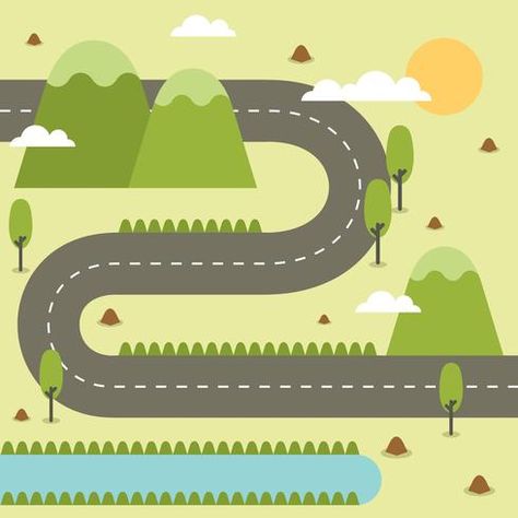 Road Map Illustration, Road Map Design, Roadmap Template, Road Drawing, Kids Craft Box, Cartoon Map, Map Illustration, Infographic Design Inspiration, Motion Design Animation