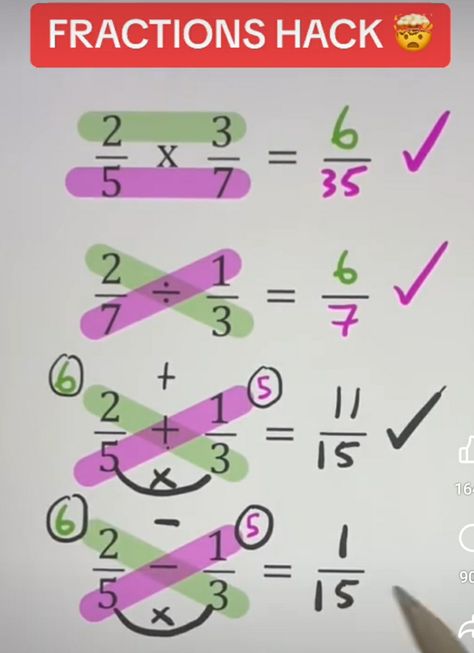 How To Do Fractions, Study Maths Tips, Primary School Maths, Maths Hacks, Tips And Tricks For Life, Mathematics Tricks, Math College, Mental Math Tricks, Math Basics