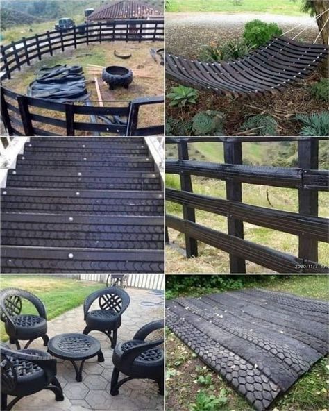 Recycled Tires Ideas, Tire Fence, Recycling Tires, Old Tyres, Tires Ideas, Recycled Tires, Reuse Old Tires, Tire Garden, Beds Ideas