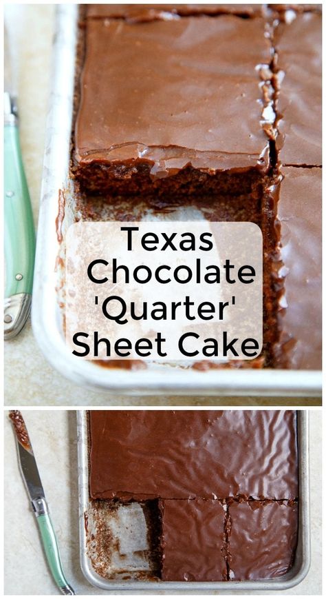 Small Cake Recipes, Quarter Sheet Cake, Texas Chocolate Sheet Cake, Texas Sheet Cake Recipe, Mini Cake Recipe, Southern Cake, Small Batch Baking, Texas Sheet, Mini Torte