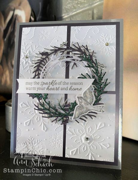 Sparkle Of The Season, Cottage Wreath, Stamped Christmas Cards, Country Wreaths, Make Your Own Card, Homemade Christmas Cards, Stampin Up Christmas Cards, Stampin Up Christmas, Sketch Challenge