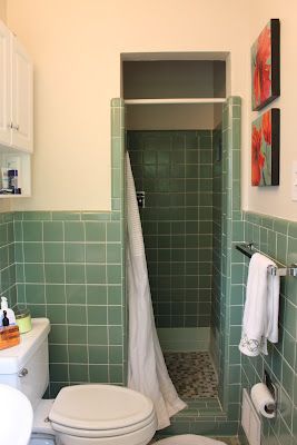 Before...dark and cramped shower stall: click on pic for after picture: perfect example for upstairs bath remodel 1950s Bathroom Remodel, Small Shower Stalls, 1950s Bathroom, Bathroom Shower Stalls, Small Shower Remodel, Small Showers, Basement Bathroom, After Pictures, Bathroom Redo