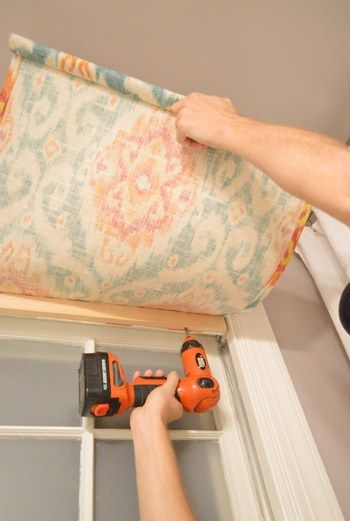 How To Make A DIY Window Shade in 15 Minutes | Young House Love Dinette Window Treatments, Diy No Sew Window Treatments, Curtains Within Window Frame, Fabric Curtains Diy, Ikea Shade Hack, No Sew Window Valance, Roman Shades Diy How To Make, Unusual Window Treatments, Roman Shade For Door Window