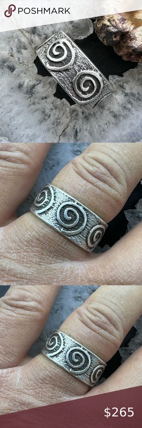 Steve Larance Hopi Sterling Silver Tufa Cast Decorated Band Ring Sz 11.5 For Men Tufa Casting, Native American Artists, Ring For Men, Circle Of Life, Band Ring, Band Rings, Circles, Native American, Rings For Men