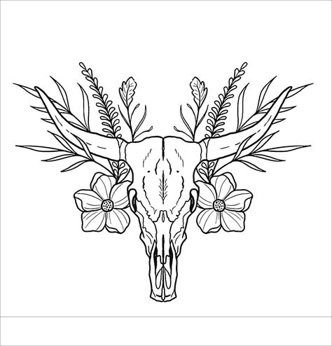 Flowers Tattoo Stencil, Longhorn Tattoo, Cow Skull Tattoos, Tatoo Dog, Bull Skull Tattoos, Skull Tattoo Flowers, Tattoo Artist Tattoo, Cowgirl Tattoos, Cow Tattoo