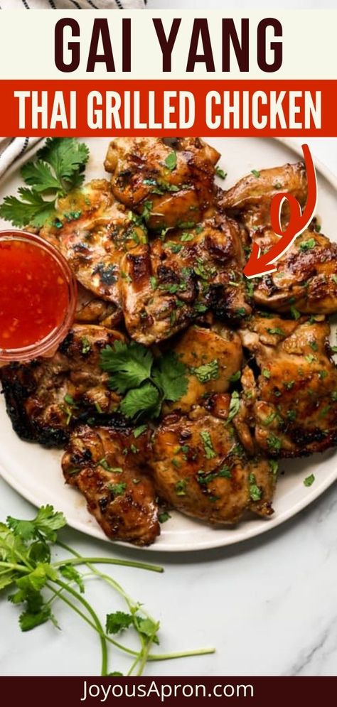 Thai Chicken Marinade, Gai Yang, Thai Seasoning, Thai Grilled Chicken, Thai Chicken Recipes, Grilled Chicken Recipe, Grilled Chicken Thighs, Thailand Food, Summer Grilling Recipes