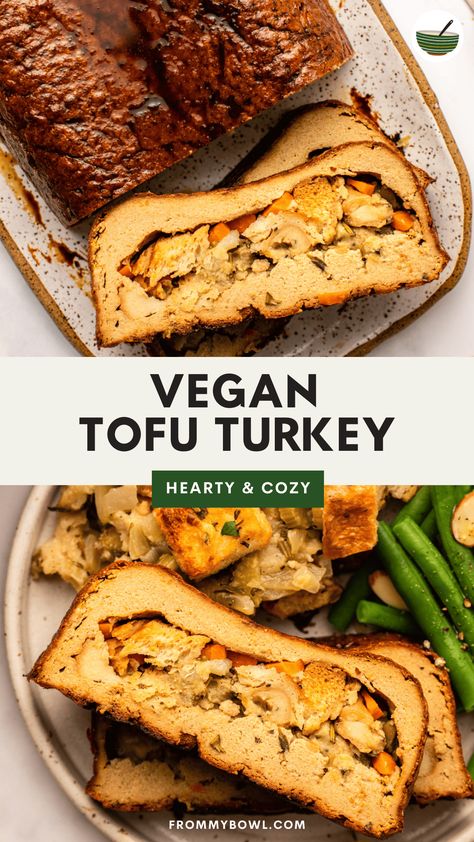 Tofu Holiday Recipes, Vegetarian Thanksgiving Protein, Gluten Free Vegan Turkey, Holiday Tofu Recipes, Tofu For Thanksgiving, Vegan Gluten Free Thanksgiving Main Dish, Vegan Tofu Thanksgiving Recipes, Tofu Turkey Recipes, Vegetarian Protein Thanksgiving