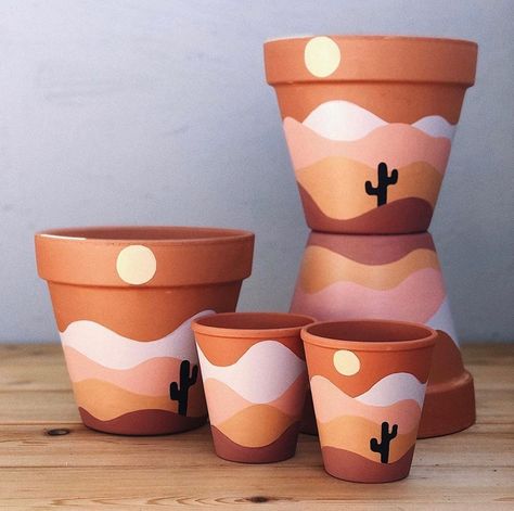 Terracotta Fever 🧡🔥 on Instagram: “Adoring these painted pretties! Thanks for the #terracottafever @tenderterracotta 🧡🔥  Featured by @dearestnature   .  Tag us…” Terracotta Pots Design, Diy Painting Plant Pots, Cute Terracotta Pots, Pot Painting Inspiration, Paint Pots Terracotta, Plant Pot Inspiration, Pot Diy Painted, Terracotta Pot Decor, Paint On Terracotta Pots