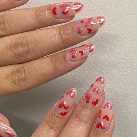 Instagram Lovecore Nails, Lovecore Aesthetic, Nail Design Inspiration, Heart Nails, Valentines Nails, Love Is In The Air, Mani Pedi, Some Ideas, Stylish Nails