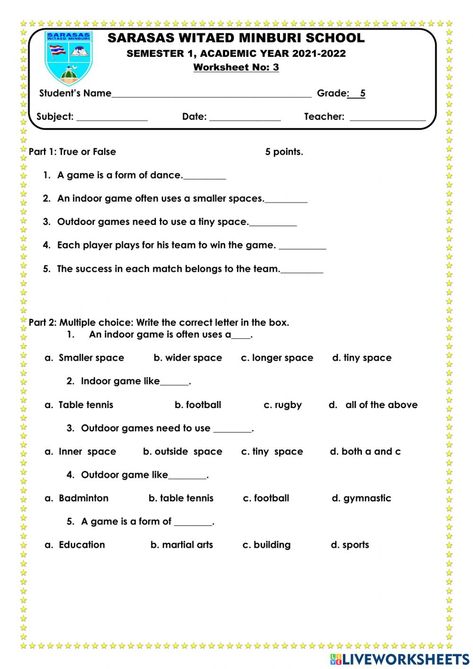 Games Worksheet, Evs Worksheet, Door Games, Tiny Space, Multiple Choice, School Subjects, Outdoor Games, Online Workouts, Google Classroom