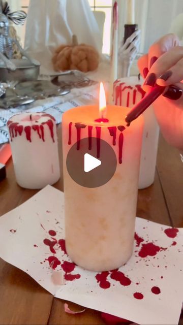 Hip2Save on Instagram: "All you need for the spookiest Halloween DIY? A candle & a crayon! 🖍️🎃 Just melt a red crayon and drip it onto your candles for a creepy, blood-dripping effect. 🩸🕯️

Comment DIY and we’ll send you the link to the candles we used. Don’t forget to share with your Halloween-obsessed bestie! 🖤🕸️

#HalloweenDIY #SpookySeason #CreepyCrafts #HalloweenDecor #DIYProjects #HauntedDecor #HalloweenVibes @crayola" Crayon Candle, Diy Candles With Crayons, Crayon Candles, Red Crayon, Wax Crayons, Diy Candles, Spooky Halloween, Halloween Diy, Halloween Crafts