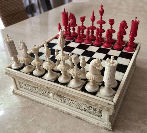 Chess Board Game, Chess Table, Pottery Form, Victorian Dolls, Red Stain, Set Decor, Chess Game, Through The Looking Glass, Chess Pieces