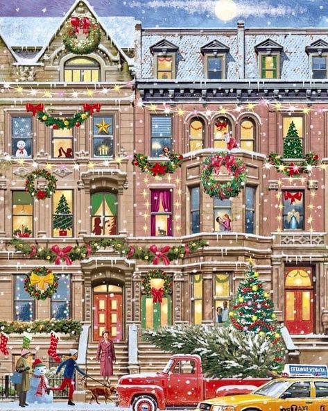 Nyc Brownstone, Christmas In The City, Christmas Phone Wallpaper, Animated Christmas, Christmas Scenes, 1000 Piece Jigsaw Puzzles, White Mountain, Noel Christmas, Christmas Mood