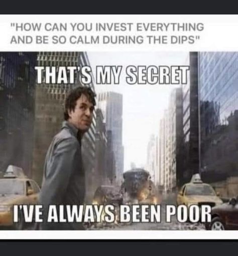 A funny meme that has a lot of truth to it when it comes to investing in the stock market and personal finance. This mindset will allow you to hold during a possible recession and stock market crash Marketing Meme, Stock Market Crash, Stock Trading, Funny Meme, Best Funny Pictures, Meme Pictures, New Memes, Money Management, Stock Market