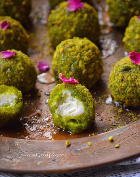 Mafroukeh Truffles – Savory&SweetFood Eid Dessert Recipes, Arabisk Mad, Ramadan Sweets, Arabic Sweets Recipes, Lebanese Desserts, حلويات عربية, Ramadan Desserts, Arabic Desserts, Arabic Dessert