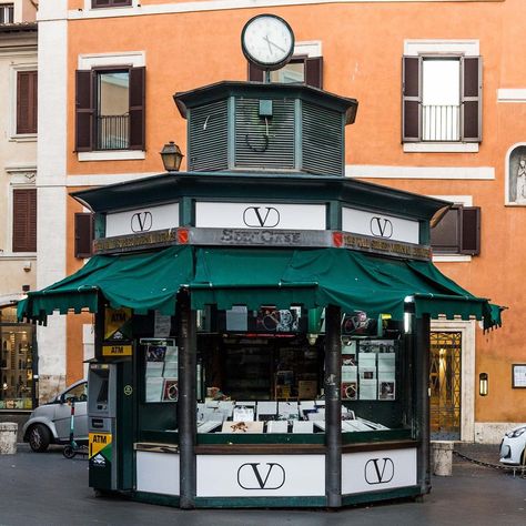 Valentino on Instagram: “For the launch of the #VLogoSignature book, the Maison has partnered with book stores and kiosks worldwide for special installations. In…” Book Kiosk, City Ideas, Book Stores, Unusual Buildings, Kiosk, Boutique Shop, Bookstore, Aura, Product Launch