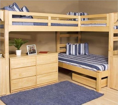 30 and Three Children Bedroom Design Ideas Bunk Bed Decor, L Shaped Bunk Beds, Adult Bunk Beds, Triple Bunk Beds, Modern Bunk Beds, Diy Bunk Bed, Cool Bunk Beds, Bunk Beds With Stairs, Bunk Bed Designs