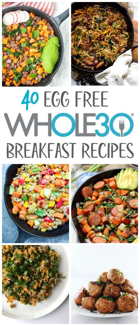 whole30 egg free breakfast recipes Egg Free Breakfast Recipes, Whole 30 Breakfast Recipes, Breakfast Skillets, Eggless Breakfast, Whole30 Breakfast Recipes, Egg Free Breakfast, Paleo Recipes Breakfast, Whole 30 Breakfast, Egg Free Recipes