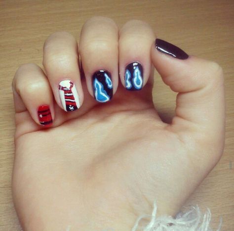 Exorcist Nails, Anime Inspired Nails, Anime Nail Art, Anime Nail, Blue Exorcist Anime, Exorcist Anime, Anime Nails, Inspired Nails, Ao No Exorcist