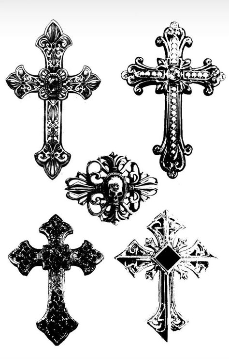 Detailed Cross Drawing, Cross Drawing Aesthetic, Drawing Of Cross, Different Cross Designs, Jigsaw Falling Into Place Tattoo, Gothic Tattoo Style, Crusafix Tattoo, Gothic Sigilism, Ornamental Cross Tattoo